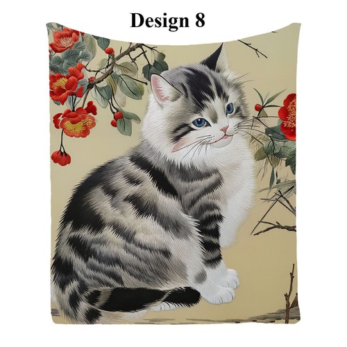 Cute Persian Cat Flower Comfy Flannel Bedspread Sofa Throw Blanket Holiday Gift - Picture 19 of 19