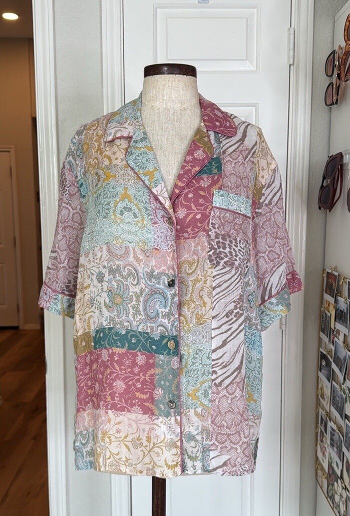 Johnny Was Mersaille Garden Patchwork Button Down… - image 1