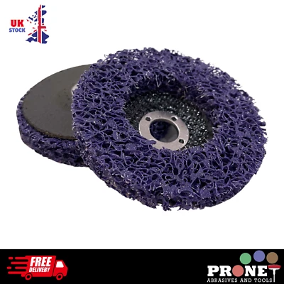PRONET ABRASIVES 4" 100mm x 16mm Clean & Strip Discs - Rust Removal Angle Grinder Discs - Purple