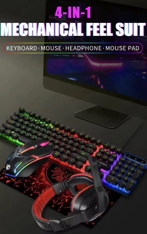 4-in-1 Gaming Set, RGB Light Keyboard, Mouse, Headset, Mousepad. - Image 4 of 4
