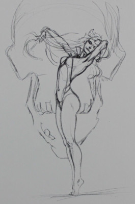 2001 MICHAEL KALUTA Poster 30 x 23 cm. (11.75'' x 9.15'') ''Vampirella'' Sketch #22