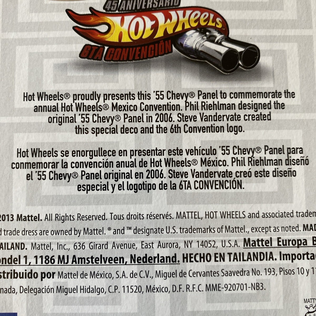 2013 Hot Wheels MEXICO Convention / Convencion 55 Chevy Panel