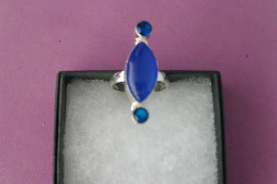 925 Silberringe mit blauem Saphir und blauem Opalin Edelsteine Größe Q 5,9 Gr. Im Karton