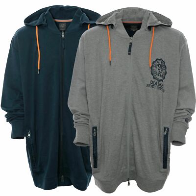 Kitaro Kapuzenjacke Hoody Sweatjacke Jacke Sweatshirt Herren Grau Blau Plusgröße