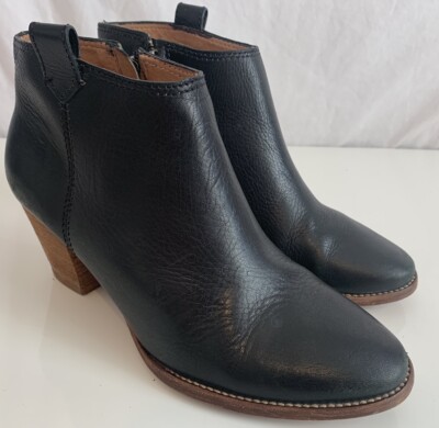 Madewell The Billie Ankle Boots Black Leather Preppy Side Zip