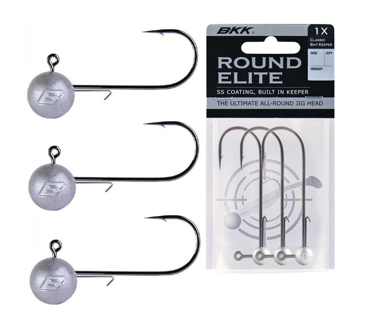 BKK Round Elite-Классическая насадка для наживки Jigköpfe Bait Keeper с 3 насадками Stück