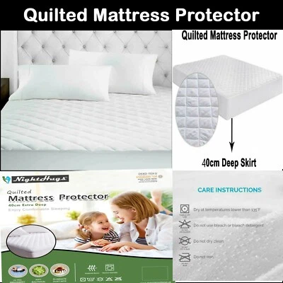 WORLDFASHION Quilted Mattress Topper Cover Protector Regular Extra Deep Fitted All Size