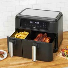 Haden 9.5L Dual Air Fryer, 60 Minute Timer, Max Temp 200°C, 10 Pre-set Programme