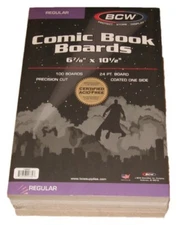 Pack of 100 BCW Regular Comic Book Acid Free Backer Boards 6 7/8 x10 1/2 backing