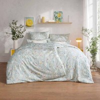 Estella Mako-Satin BettwäSche 135X200 Celeste GrüN Blumenwiese Sommer 7961-530