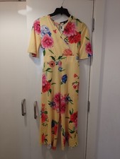 Yellow Floral Short Sleeve Belted Jumpsuit Size 12