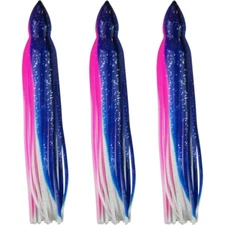 5.5" to 8.5" Octopus Hoochie Squid Skirt - Blue & Pink - 3 Pack