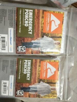 PACK Ozark EMERGENCY HOODED RAIN PONCHO RAINCOAT REUSABLE UNISEX