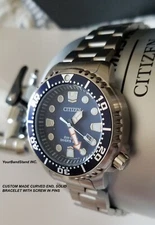 20mm CURVED STAINLESS STEEL SCREW LINKS BRACELET FIT Citizen BN-0150 or BN-0151