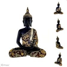 Thailand Buddha meditierend  Deko Figur schwarz/gold 25 cm hoch  Neu+OVP