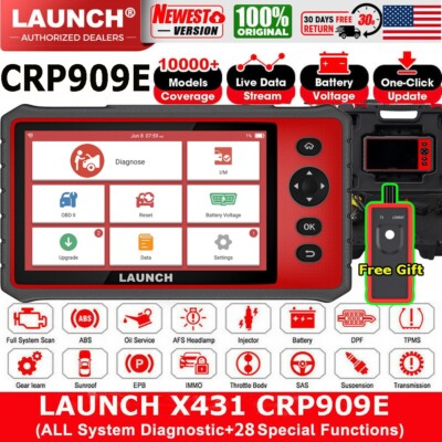 2025 LAUNCH CRP909E OBD2 Scanner Car Diagnostic Tool Key Coding IMMO Full System