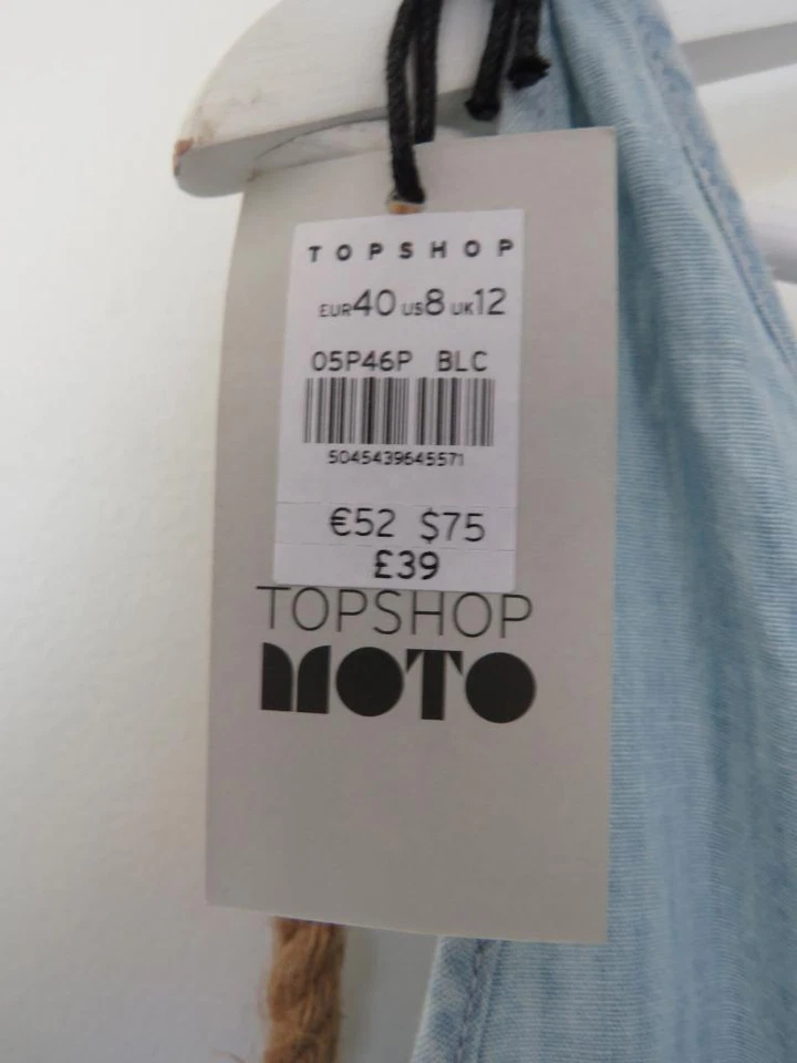 BNWT Top Shop MOTO Denim Wide Leg Overalls Jumpsuit 12 - image 4 of 4