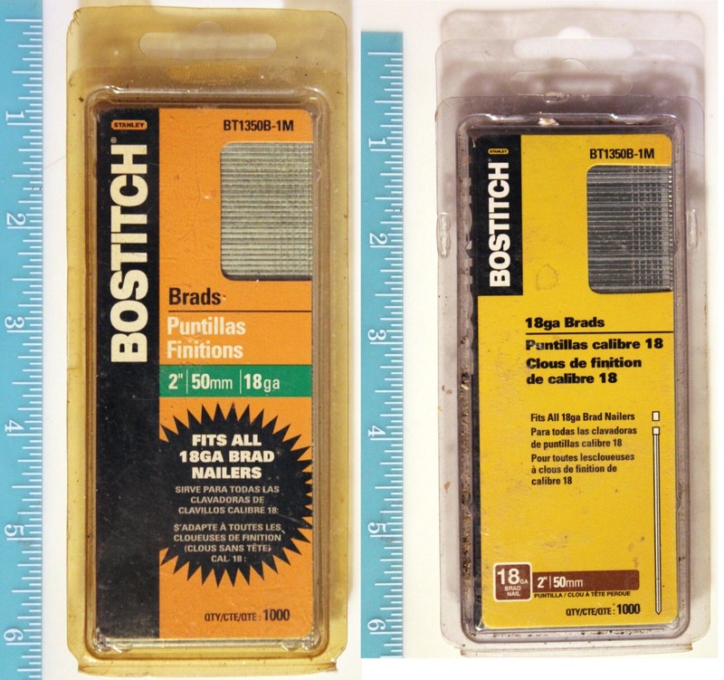 Two Packages Bostitch 18 Gauge Brad Nails 2-Inch Coated 1000 per Box BT1350B-1M
