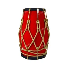 New Professional Red velvet Dholak With Golden Fitting Instrument With Bag
