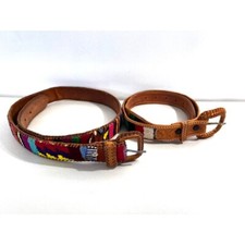 2 Handcrafted Leather Belts With Vibrant Woven Accents - Size 34