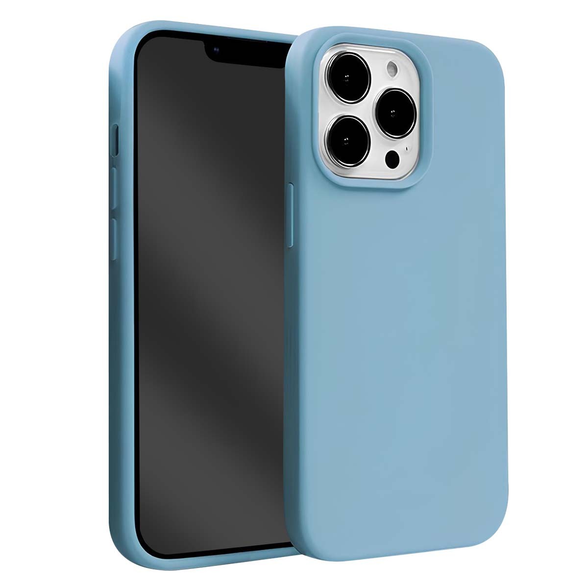 Coque silicone pour iPhone 13 Pro Max flexible au toucher soyeux bleu