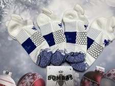 4 Pairs Bombas Women's Quarter Athletic Socks White Blue Size S M L Bundle