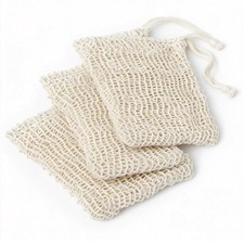 Natural Sisal Soap Saver Bags 3 Pack Beige Exfoliating Shower Scrubber