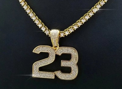2Ct Real Moissanite Any Custom Number Men's Pendant 14K Yellow Gold Plated
