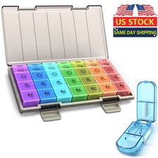 Weekly Pill Organizer 4 Times A Day Pill Box Container 7 Days Medicine Pill Case