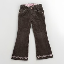 VTG Levi's Girls Brown Corduroy Pants Pink Embroidery butterfly Sz 5 Adj. Y2K