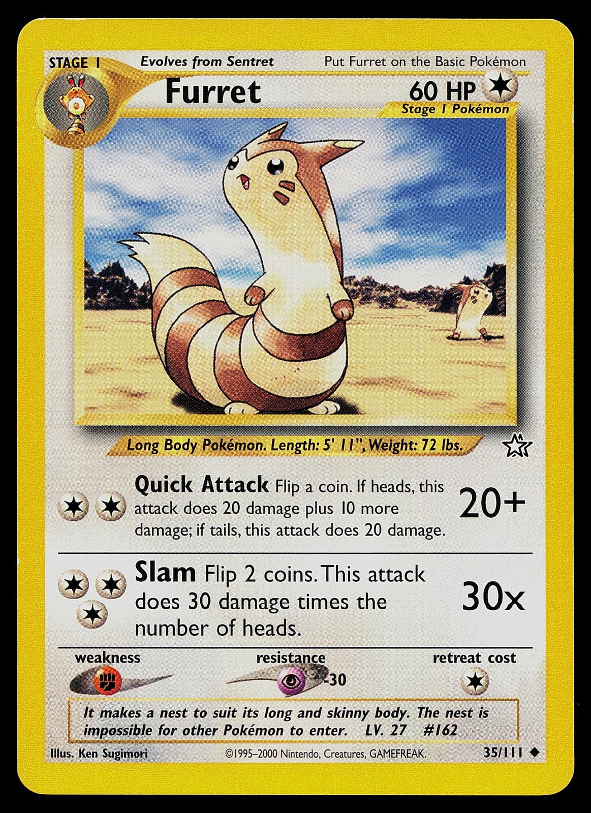 Pokemon Card Neo Genesis Furret 35/111 Uncommon