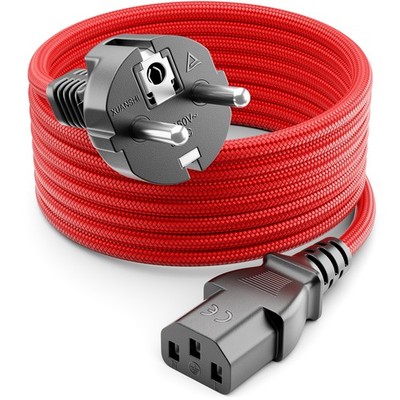 7,5m Kaltgerätekabel Nylon Typ F auf C13 Netzkabel Stromkabel Kaltgeräte Kabel