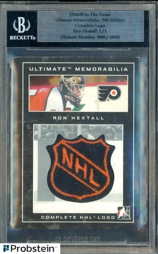 2004-05 In The Game ITG Ultimate Ron Hextall GU NHL Hockey Shield Patch Slabbed