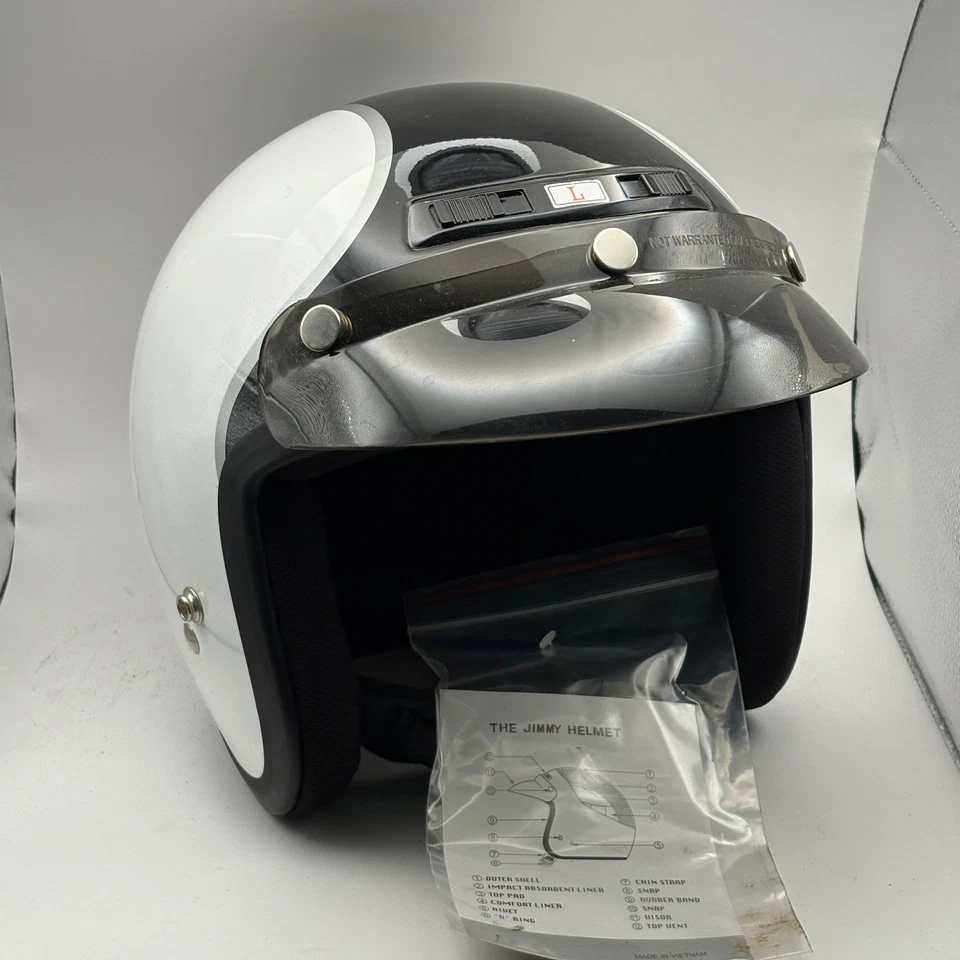 Casco de moto vintage (década de 1990) Z1R media carcasa con visera negro blanco talla L Foto 4 de 4