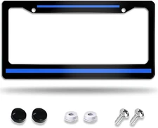 Thin Blue Line License Plate Frame Police License Plate Frames,Metal Aluminum Ca