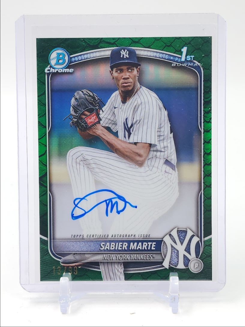 SABIER MARTE 2025 BOWMAN CHROME 1ST AUTOGRAPH GREEN REPTILIAN AUTO /99 Q0208