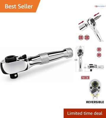 Mini Ratchet Wrench 1/4 Inch Chrome Vanadium Steel Tight Spaces Reversible