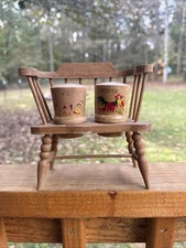 Wooden Bench Style Salt & Pepper Shaker Set  Made In Japan Used Decal Peeling