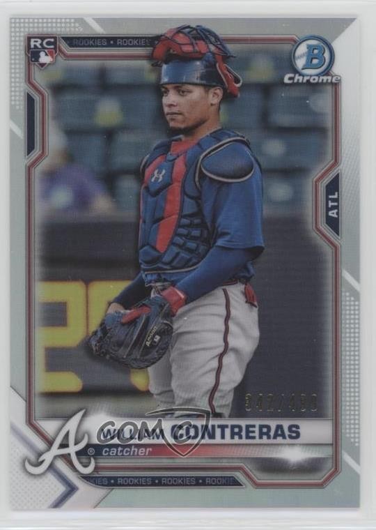 2021 Bowman Chrome Refractor 342/499 William Contreras #38 1dm4