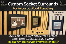 Acoustic Wall Panel socket surround | 1 or 2 Gang| 5 Colours! 20mm Spacer option