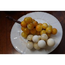 Alabaster stone grape clusters table decoration wood stem Italian circa 1920