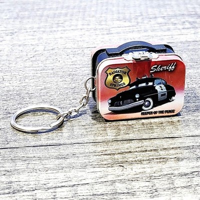 Disney Pixar Cars Sheriff Mini Tin Lunchbox Keychain new