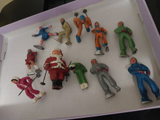 barclay metal cast figures 1930s winter figurines set- 10 figures plus Santa