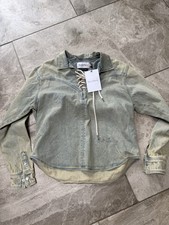 SANDBLAST AT DUSK SHIRT DENIM SHIRT WITH LACE UP NECK OPENING & EMB RRP £120 New