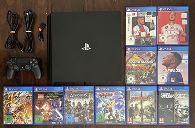 Sony Playstation 4 Pro Konsole CUH-7216B Schwarz 1TB 1 Controller und 10 Spiele