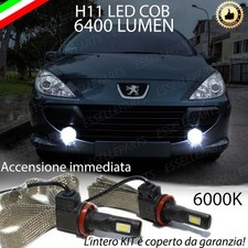 KIT LED H11 FENDINEBBIA 6400 LUMEN PEUGEOT 307 CC DAL 06/2005 6000K BIANCO