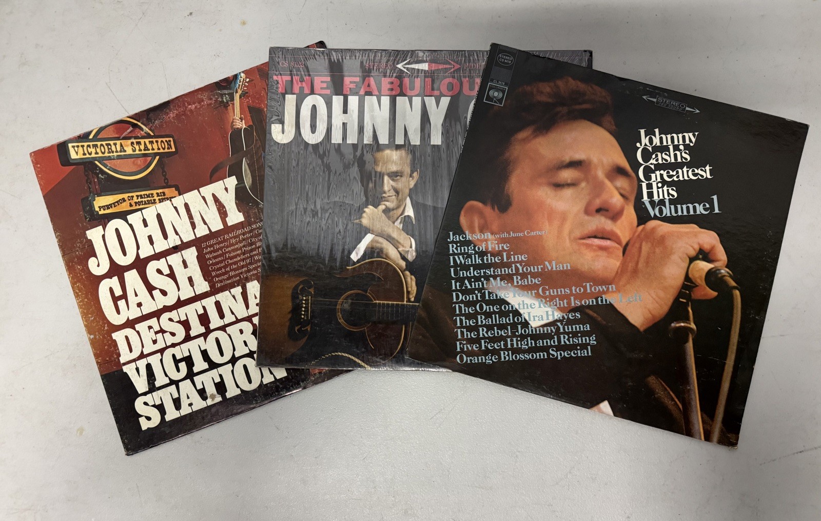 Vintage JOHNNY CASH 12" Vinyl LP Record Collection Lot of 3