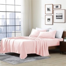 3 PCS Twin Bedding Sheet Set Blush Ultra Soft Double Brushed Microfiber Pink