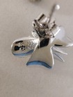 Vintage ATI 925 Sterling Silver 3D Flower Stud Earrings Black Onyx Original Back — photo 10