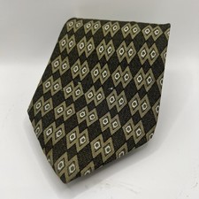 Vintage Guess ? USA Made Silk Tie Men’s Necktie Geometric Diamonds Brown Tan